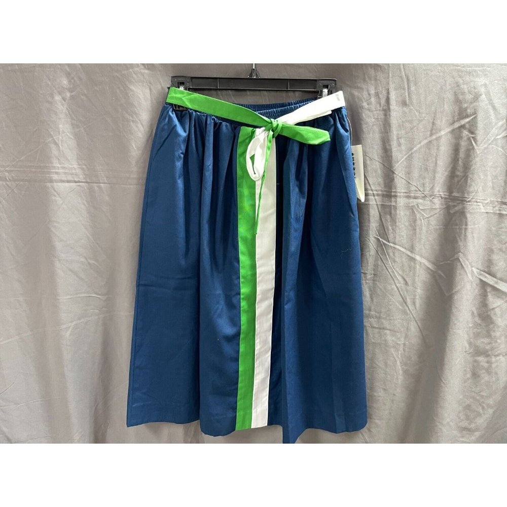 Surrey Skirt Womens Large Blue White Green Strips Belted NOS